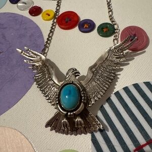 Western wear American native Indian Eagle Silver &Turq Pendant Rare!!